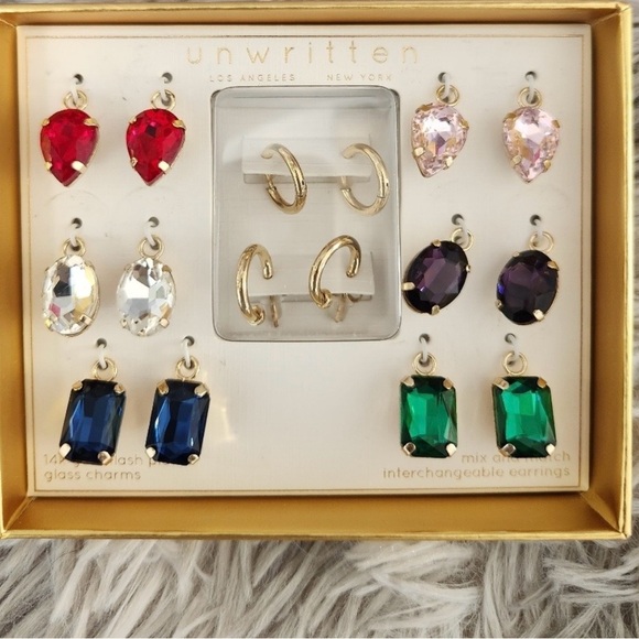 Unwritten Gold Earrings with Colorful Charms - Picture 2 of 5